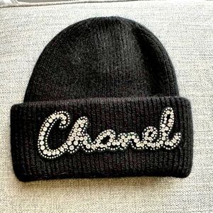 Black Beanie with Chanel embellishment